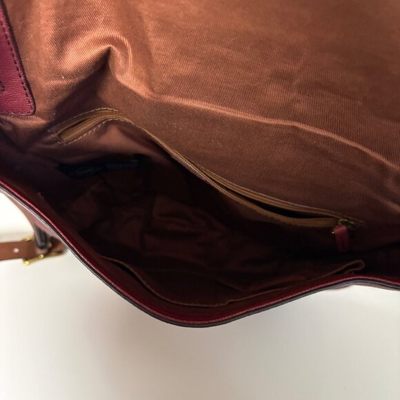 Fossil Leather Crossbody Bag Adjustable Strap Buckle Detail Red Wine Purse - Picture 8 of 8